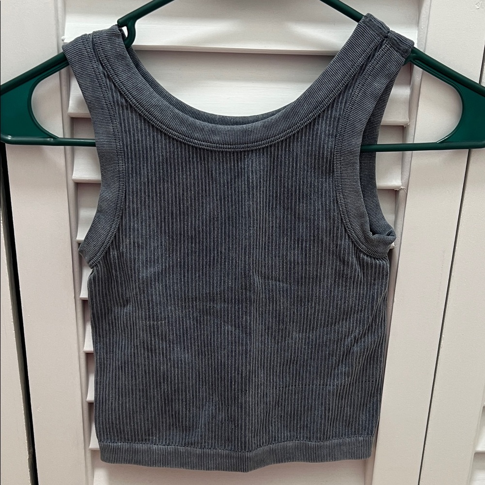 Charcoal Ribbed Tank Top